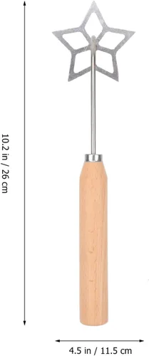 Vista 8 de YARDWE 1 juego de timbale de roseta de aluminio para gofres con mango de madera, molde de estrella hueca sueca para rosetón, bunuelos, galletas