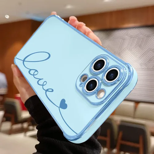 Vista 2 de LAPOPNUT Funda compatible con iPhone 13 Pro, bonito diseño de corazón de amor para mujeres y niñas, parachoques chapado de lujo con cubierta