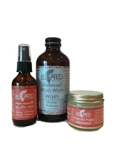 Vista 6 de Elevated (por Taylor's Naturals) - Kit para mujer Woo Woo Wash, Muffin Mist, Pasta Puanani Cuidado femenino totalmente natural – Te mantiene
