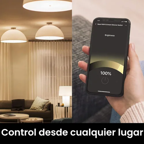 Vista 3 de Geeni Interruptor de luz inteligente con atenuación Wi-Fi, sin concentrador, Alexa y Google Home