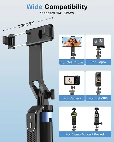 Vista 6 de Trípode de palo selfie de 4 patas de 71 pulgadas para GoPro/Osmo Pocket 3/insta360/iPhone/Android, soporte de trípode para teléfono celular