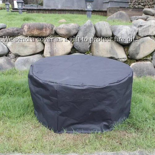 Vista 8 de OutVue Fogata de 36 pulgadas con 2 parrillas, fogata de leña para exteriores con tapa, atizador y cubierta redonda impermeable, barbacoa y hoguera