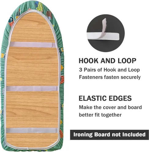 Vista 4 de Funda y almohadilla pequeña para tabla de planchar de 12 x 32 pulgadas, 3 pares de correas de cierre de , bordes elásticos, mini cubierta de algodón