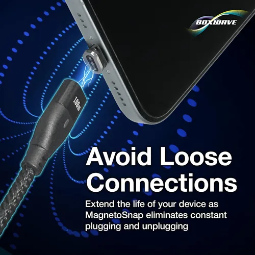 Vista 7 de BoxWave Cable compatible con Jabra Enhance Plus - MagnetoSnap PD AllCharge (100 W), carga magnética trenzada USB tipo C Micro - negro azabache
