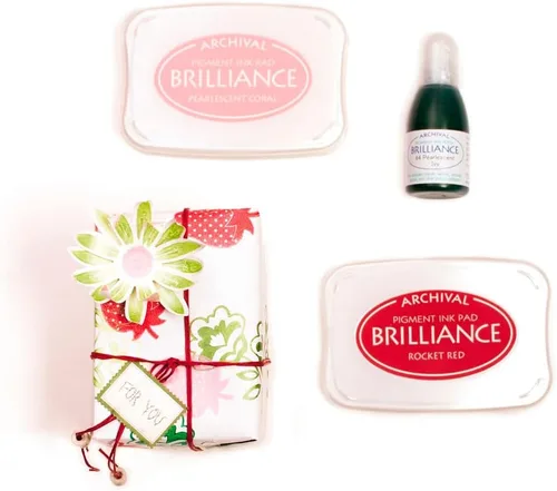 Vista 4 de Tsukineko Paquete de 4 almohadillas de tinta Brilliance Dew Drop, tonos de joya