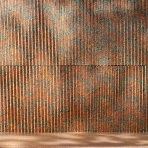 Vista 2 de FASÄDE Panel decorativo de vinilo acanalado para salpicadero en Cobre Fantasía (muestra de 6 x 6 pulgadas)