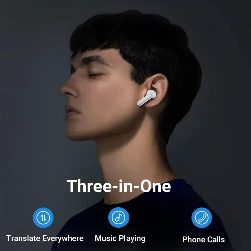 Vista 3 de Auriculares traductores de idiomas Timekettle M3, dispositivo traductor bidireccional con aplicación para 40 idiomas en línea, traductor de voz