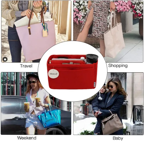 Vista 7 de Organizador de bolso, organizador de bolso, organizador de bolsa, perfecto para Speedy Neverfull y más, 5 tamaños (M, rojo)
