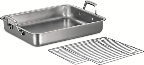 Vista 8 de Tramontina Bandeja para Asar de Acero Inoxidable de 13.5 Pulgadas con Rejilla, Asador de Pavo para Horno, Apto para Lavavajillas, Hecho en Brasil