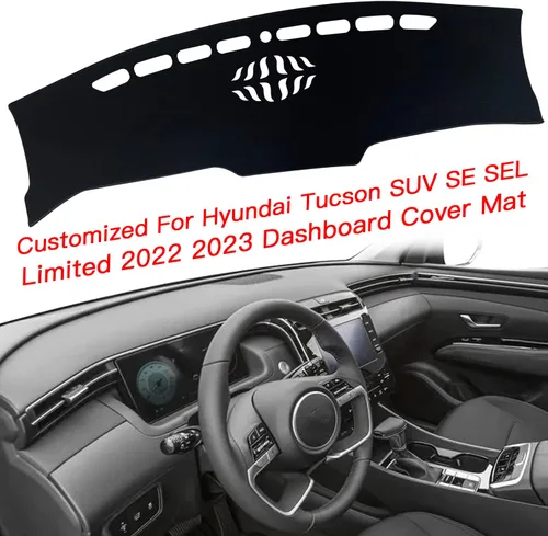 Vista 3 de Cubierta del tapete para salpicadero, consola central interior personalizada compatible con Hyundai Tucson SUV SE SEL Limited 2022 2023, accesorios