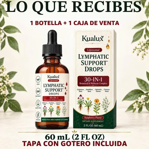 Vista 8 de Lymphatic Drainage Support Drops, 30-in-1, Raspberry, 60 Servings
