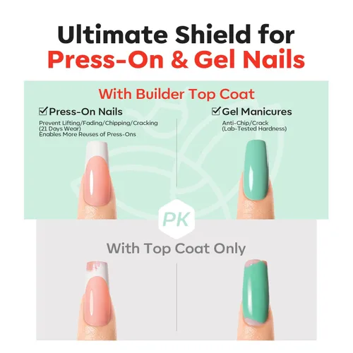 Vista 4 de modelones Capa superior de gel constructor de uñas, constructor transparente 2 en uno para uñas, lámpara LED curada, capa superior fortalecedora