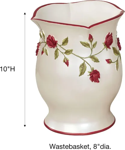 Vista 3 de Touch of Class Vining Rose Wastebasket Pearl