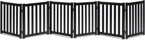 Vista 12 de LZRS Puerta para perros de madera independiente plegable de 2 paneles para interiores – Madera dura sólida de 24" de alto, puerta de seguridad