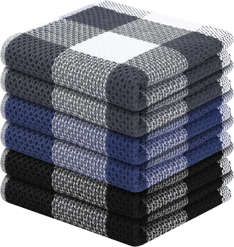 Vista 49 de Homaxy Paquete de 6 paños de cocina 100% algodón, 12 x 12 pulgadas, negro y rojo Negro & rojo