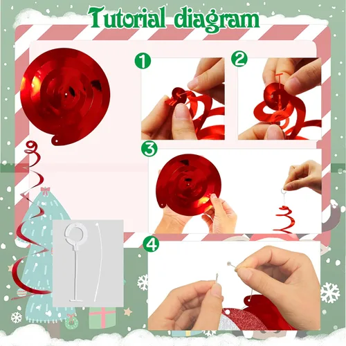 Vista 2 de 16 piezas de decoración de techo de cumpleaños de Navidad – 1er cumpleaños de Navidad – Remolinos colgantes de Navidad