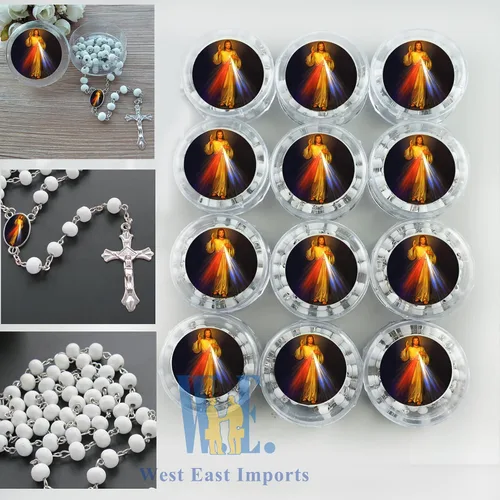 Vista 7 de 12 piezas de Rosario perfumado de Divine Misericordia, recuerdos de fiesta para bautismo, primera comunión, regalo conmemorativo, evento religioso