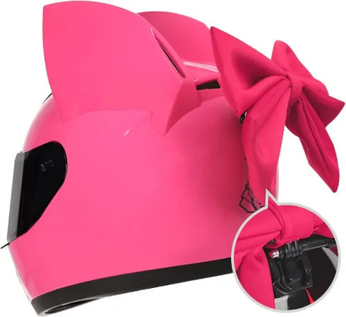 Vista 7 de Casco de locomotora con orejas de gato con certificación DOT, cómodo casco modular de cara completa para motocicleta, casco personalizado para Negro