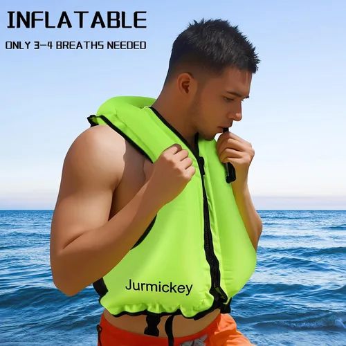 Vista 5 de Chaleco de esnórquel para adultos, chaleco inflable de esnórquel para hombres y mujeres, chaqueta de natación portátil y chaleco de flotabilidad