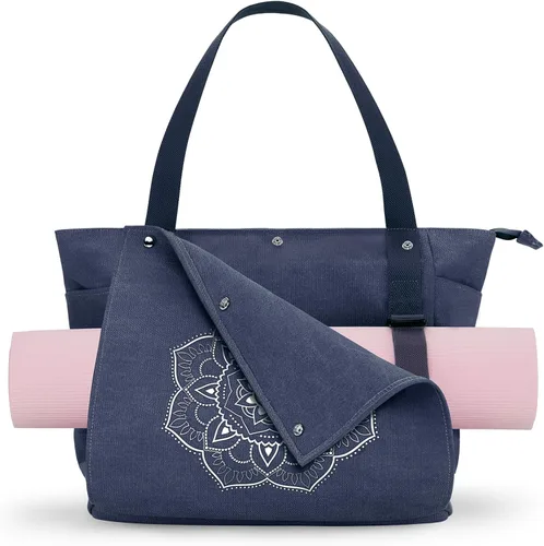 Vista 17 de Gonex Bolsa para Esterilla de Yoga, Bolsa de Gimnasio Tipo Tote con Múltiples Bolsillos para Mujeres y Hombres, Portaesterillas de Yoga de Lona
