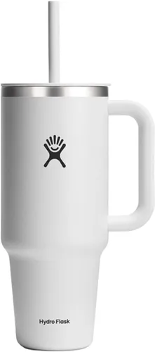 Vista 24 de Hydro Flask Vaso de Viaje con Asa, Tapa y Pajita - Acero Inoxidable Aislado en 24 Oz Aloe