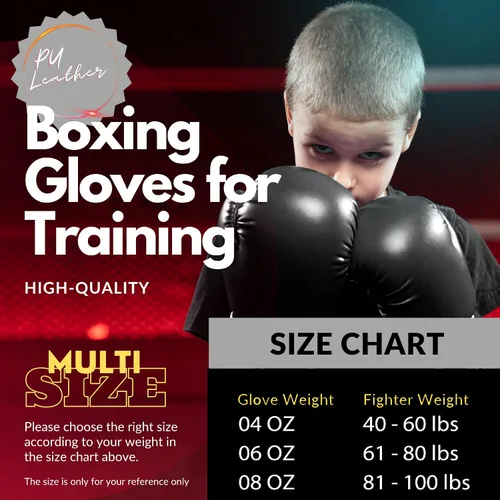 Vista 3 de Kruzak - Guantes de boxeo para niños de 5 a 10 años de entrenamiento, sparring, kickboxing, muay thai, artes marciales y lucha de artes marciales