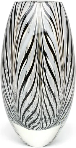 Vista 9 de Ca D Oro - Florero de cristal estilo Murano, patrón de plumas de ámbar, vidrio soplado a mano para flor, decoración de habitación y centro de mesa