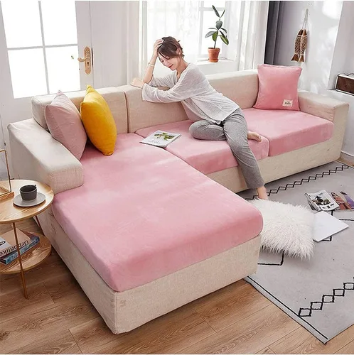 Vista 9 de Funda de cojín de terciopelo para sofá en forma de L, funda elástica para cojines de asiento, protector de muebles suave y antideslizante para silla