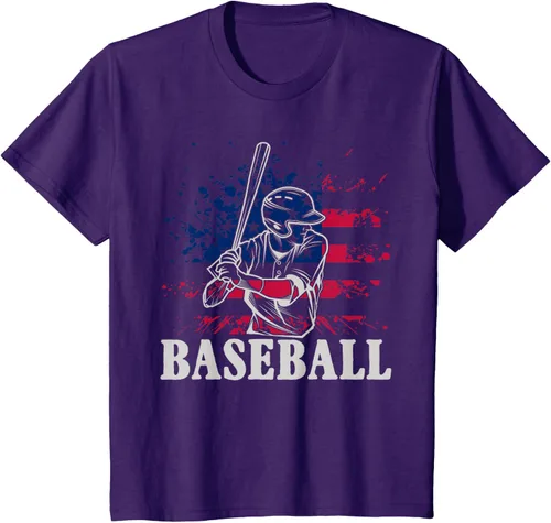 Vista 25 de Camiseta de béisbol deportiva estadounidense con bandera estadounidense, Negro, S