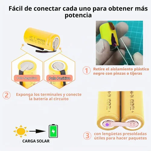Vista 3 de 12pcs 600mAh Batería Recargable 1.2V 2/3AA Ni-CD Amarillo 12 piezas amarillo