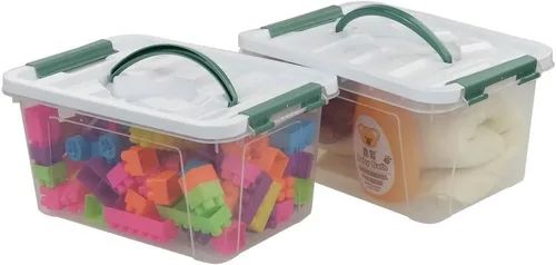Vista 10 de Pekky Caja de almacenamiento de 6 cuartos de galón con asa y pestillo de diseño fresco, cubo organizador de juguetes pequeño, juego de 2
