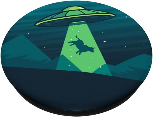 Vista 2 de Extranjeros Secuestro de vaca en el plato de UFO volador – PopSockets Grip y soporte para teléfonos y tabletas