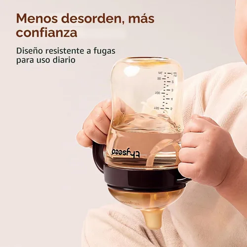 Vista 7 de Thyseed Vaso para sorber de paja con peso a prueba de derrames, entrenador de transición para bebés, boquilla de silicona suave, sin BPA, 19.7 ft+