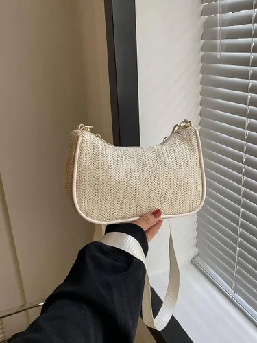 Vista 2 de Verdusa Bolsos cruzados de paja para mujer, bolsos pequeños tejidos