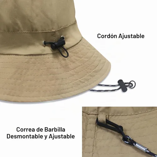 Vista 5 de PFFY Waterproof Bucket Hats for Men Women Packable Sun Hat for Outdoors Caqui Sólido