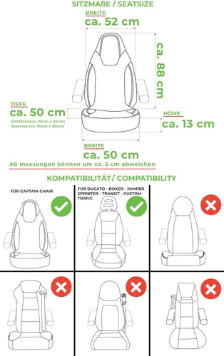 Vista 7 de BREMER SITZBEZÜGE Fundas de asiento para autocaravana Ford Nugget Transit Custom PLKT207 PLKT207 - Negro/Beige