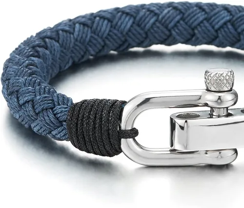 Vista 3 de COOLSTEELANDBEYOND Cuerda de algodón trenzada grande para hombre y mujer, acero inoxidable, tornillo náutico, anclaje, grillete