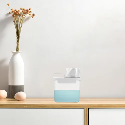Vista 2 de jojofuny Dispensador con tapa Botellas de loción vacías Dispensador de líquido de lavandería Dispensador de polvo Perfumado Grano de lavandería