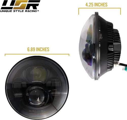 Vista 7 de USR 97-06 Wrangler TJ Faros LED de proyector redondos de 7" Pulgadas H6024 con carcasa negra 6024 Haz alto/bajo, faro sellado H6014 (Par) Compatible