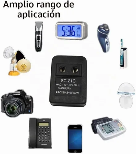 Vista 4 de Acxico 1 unids 110 V a 220 V convertidor de corriente adaptador transformador de voltaje adaptador 50 W PC material SC-21C
