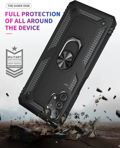 Vista 4 de Funda para Galaxy A32 5G, A32 5G, con protector de pantalla, [grado militar] 16 pies, cubierta probada contra caídas con soporte magnético para Negro