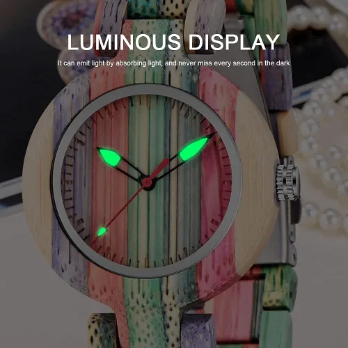 Vista 42 de Dentily Relojes de madera natural para mujer, reloj de cuarzo hecho a mano, reloj de pulsera único deportivo para mujer