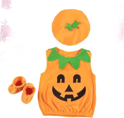 Vista 9 de SOIMISS 1 juego de lindos conjuntos de ropa para niñas, trajes para niños, disfraz de fiesta de Halloween, disfraz de calabaza para niños