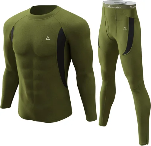 Vista 67 de Conjunto de ropa interior térmica para hombre, ropa interior larga 1#verde militar