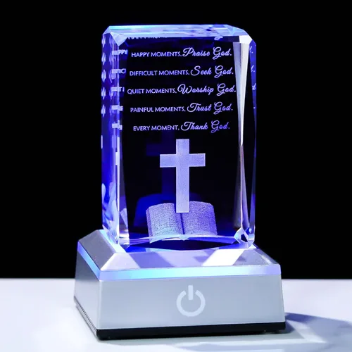 Vista 12 de Movdyka Estatua de Jesús de Cristal 3D Regalos Cristianos para Mujeres y Hombres, Regalos Religiosos con Grabado Láser para Amigos, Mamá, Papá