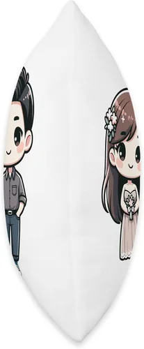 Vista 2 de Happily Ever After Designs Linda almohada de dibujos animados para parejas casadas, 16 x 16 pulgadas, multicolor