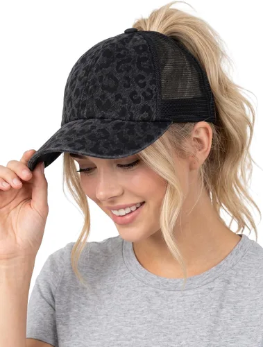 Vista 11 de Funky Junque - Sombrero de cola de caballo para mujer, gorra de béisbol con ajuste ajustable y cola de caballo alta cruzada para uso diario Paquete
