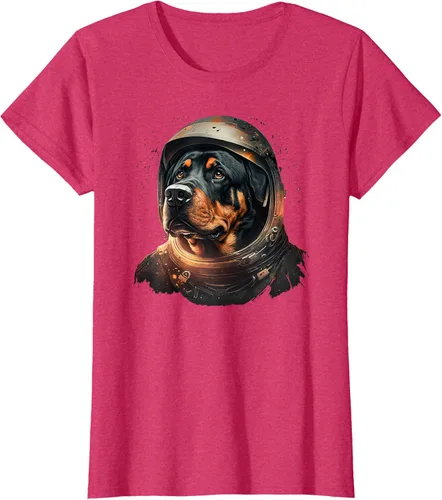 Vista 7 de Divertida camiseta Rottweiler con diseño de astronauta rottweiler en galaxia espacial, Negro