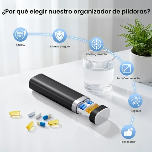 Vista 4 de Betife Organizador de Pastillas de Viaje Semanal de 7 Días, Pastillero Diario Compacto, Estuche Portátil para Medicamentos, Lindo Portapastillas