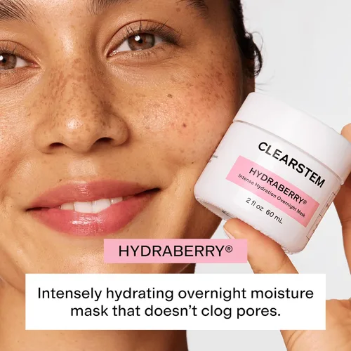 Vista 2 de CLEARSTEM HYDRABERRY - Máscara facial hidratante para mujer, máscara de noche para dormir para mujeres con ceramidas, árnica y magnesio PCA